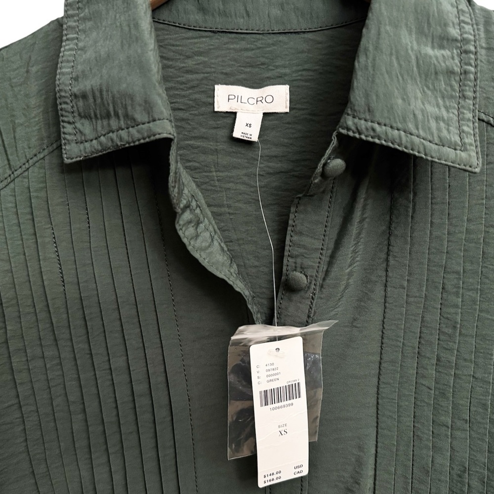 NWT Anthropologie Pilcro Short Sleeve Pintuck Tunic Shirt Dress Green - Picture 5 of 7
